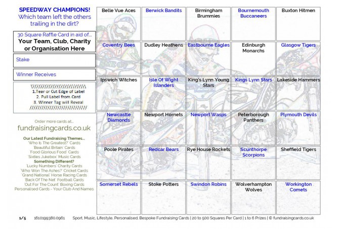 Race Raffle Draw `Speedway Champions` Motor Racing Fundraising Scratch Cards / Raffle ...