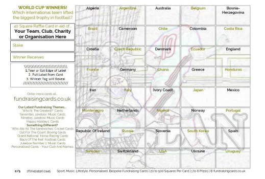 A5 `World Cup` Football Fundraising Scratch Cards / Raffle Ticket / Draw Cards