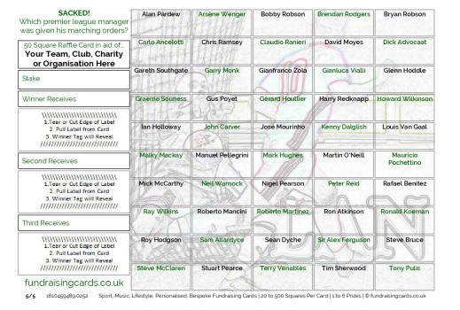 A5 `Assorted Theme` Football Fundraising Scratch Cards / Raffle Ticket / Draw Cards