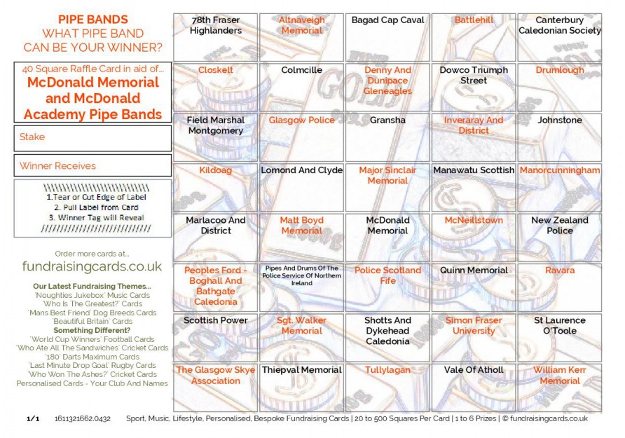 A5 `Personalised For You` Fundraising Scratch Cards / Raffle Ticket ...