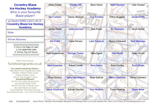 A5 `Personalised For You` Fundraising Scratch Cards / Raffle Ticket / Draw Cards