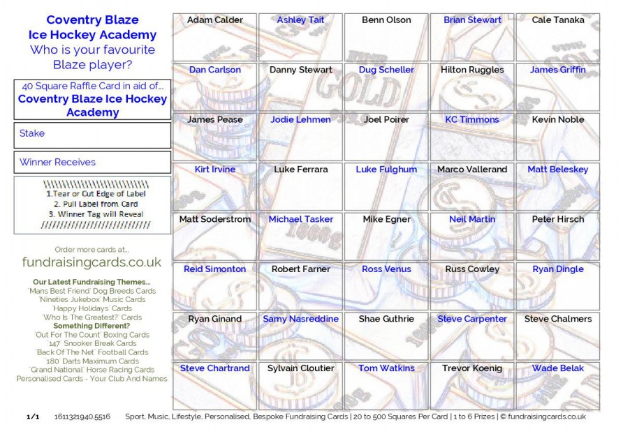 A5 `Personalised For You` Fundraising Scratch Cards / Raffle Ticket ...