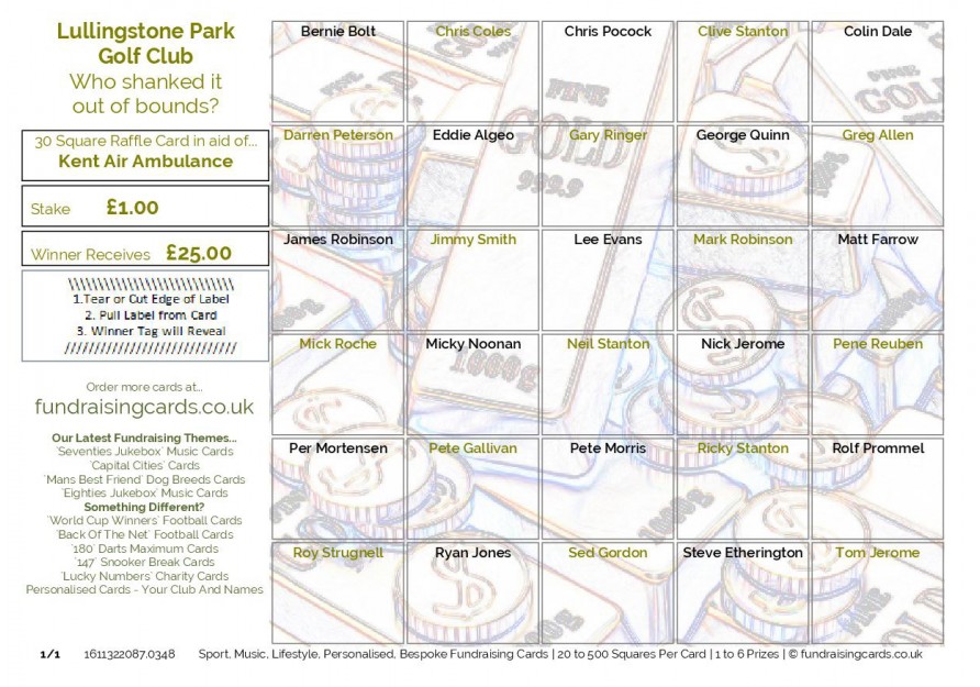 A5 `Personalised For You` Fundraising Scratch Cards / Raffle Ticket