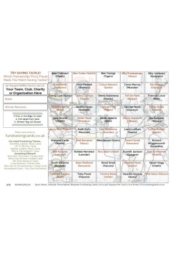 Raise £200 Rugby Union Club Fundraising Card Pack