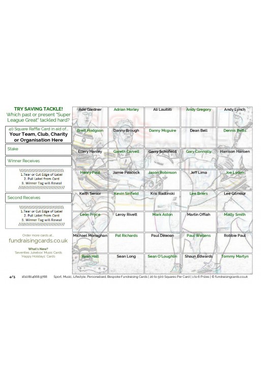 Raise £300 Rugby League Club Fundraising Card Pack
