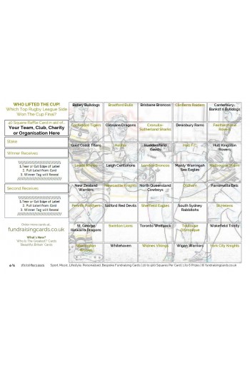 Raise £300 Rugby League Club Fundraising Card Pack