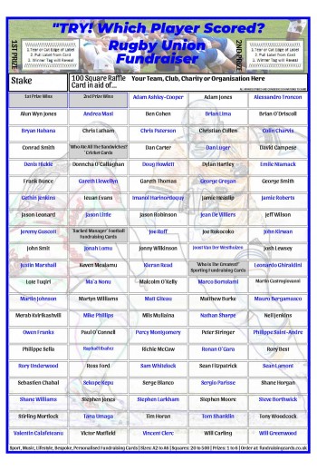 Raise £300 Rugby Union Club Fundraising Card Pack