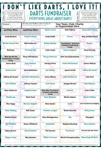 5 x A4 `I Don't Like Darts, I Love It` Fundraising Raffle Ticket / Draw Cards / Scratchcards