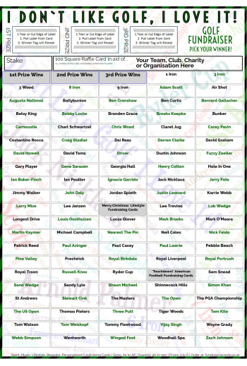 5 x A4 `I Don't Like Golf, I Love It` Fundraising Raffle Ticket / Draw Cards / Scratchcards