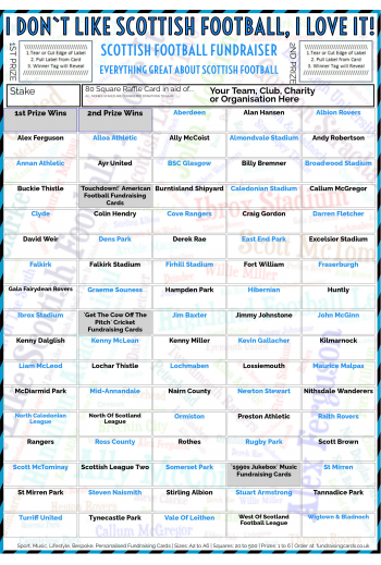 5 x A4 `I Don't Like Scottish Football, I Love It` Fundraising Raffle Ticket / Draw Cards / Scratchcards