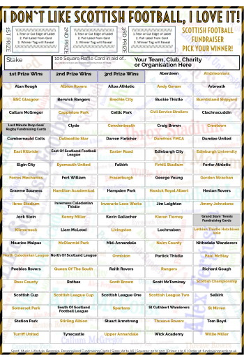 5 x A4 `I Don't Like Scottish Football, I Love It` Fundraising Raffle Ticket / Draw Cards / Scratchcards