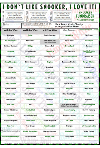 5 x A4 `I Don't Like Snooker, I Love It` Fundraising Raffle Ticket / Draw Cards / Scratchcards