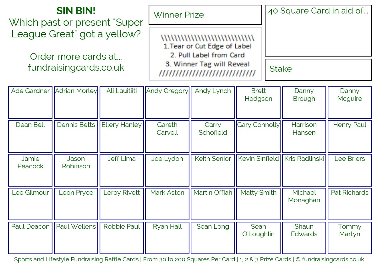 Rugby League Fundraising Card / Raffle Ticket / Scratchcard Value Pack