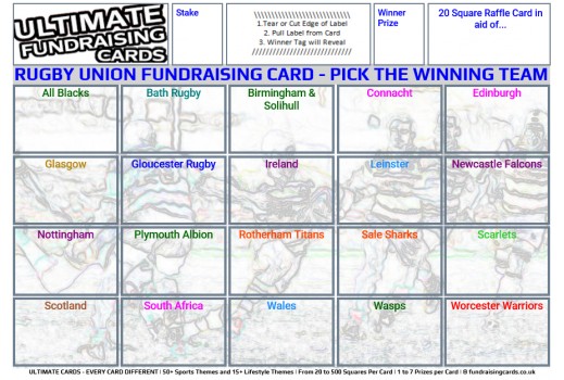 10 x Ultimate A5 `Cup Winners` Rugby Union Fundraising Raffle / Draw / Scratch Cards