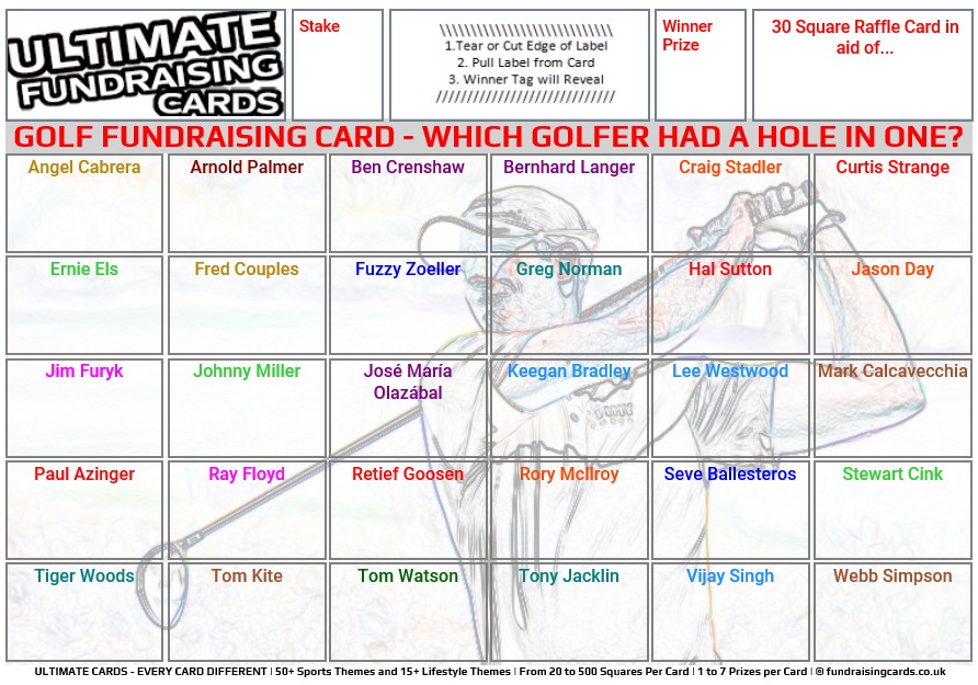 Ultimate A5 `Hole In One` Golf Fundraising Raffle / Draw / Scratch Cards