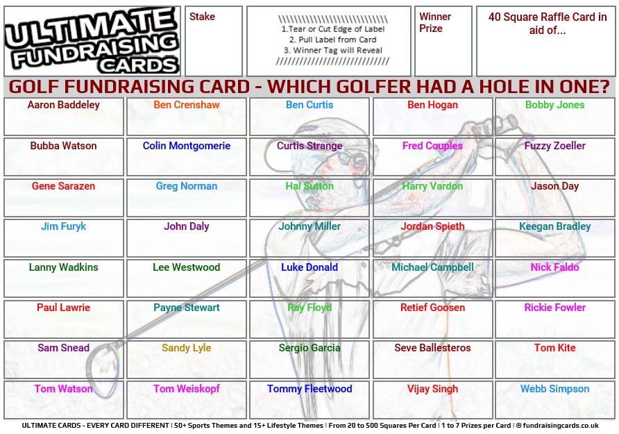 Ultimate A5 `Hole In One` Golf Fundraising Raffle / Draw / Scratch Cards
