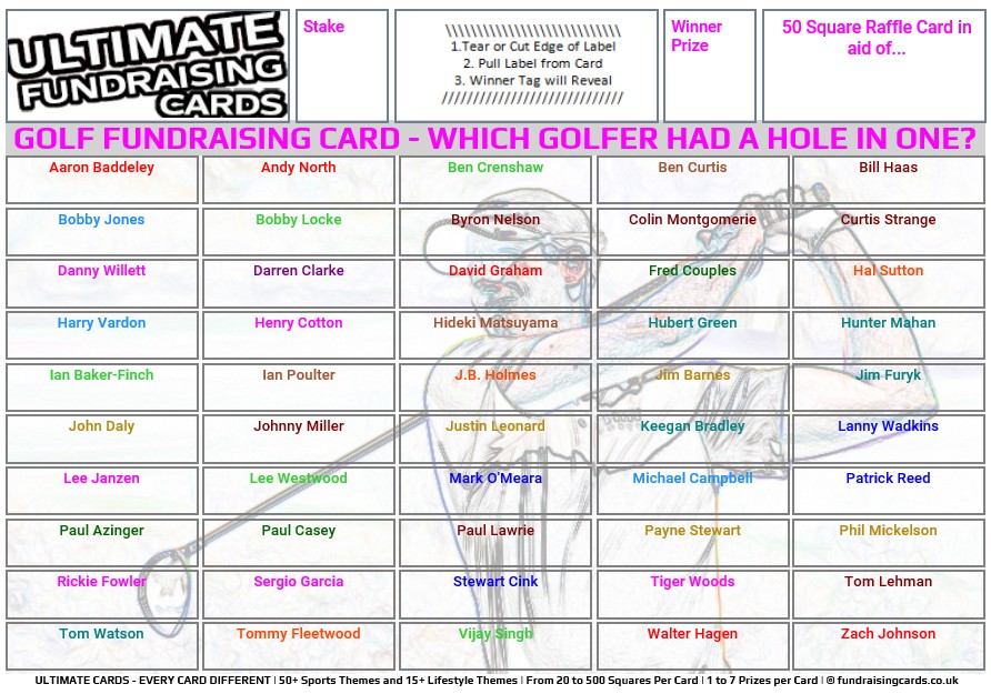 Ultimate A5 `Hole In One` Golf Fundraising Raffle / Draw / Scratch Cards
