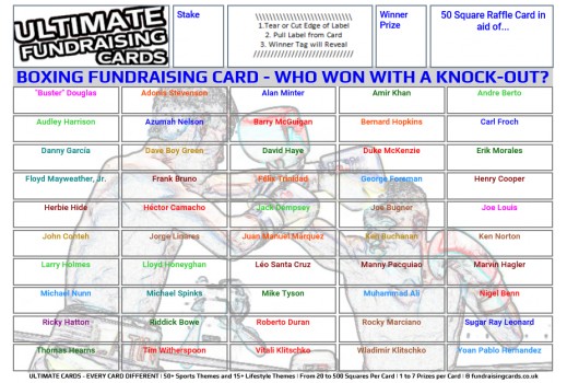 Ultimate A5 `Knock-Out` Boxing Fundraising Raffle / Draw / Scratch Cards