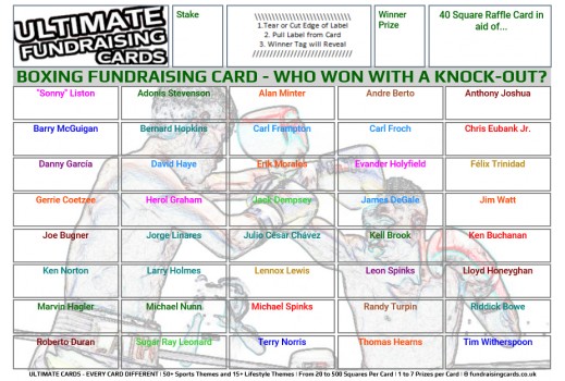 Ultimate A5 `Knock-Out` Boxing Fundraising Raffle / Draw / Scratch Cards