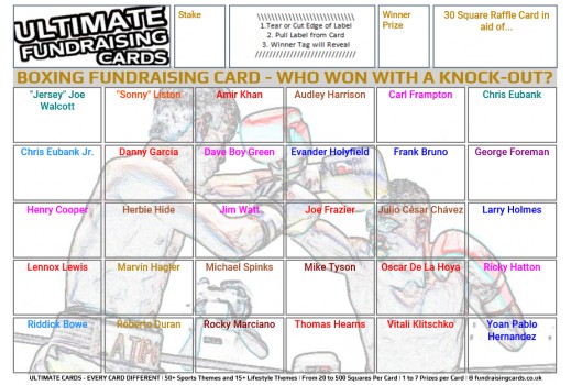 Ultimate A5 `Knock-Out` Boxing Fundraising Raffle / Draw / Scratch Cards